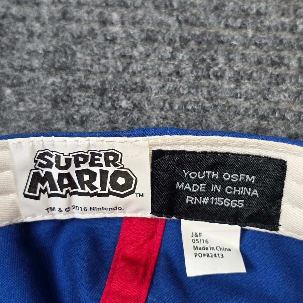 Nintendo Super Mario Graphic Baseball Cap Hat Youth OSFM Adjustable Blue Red